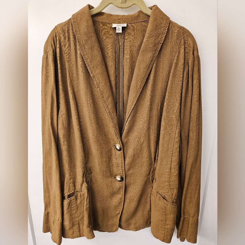 Vintage - 100% Linen J Jill Golden Brown Blazer - Size XL